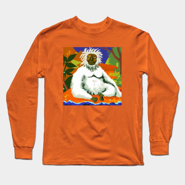 Meditating Yeti in the style of Paul Gauguin Long Sleeve T-Shirt by Star Scrunch